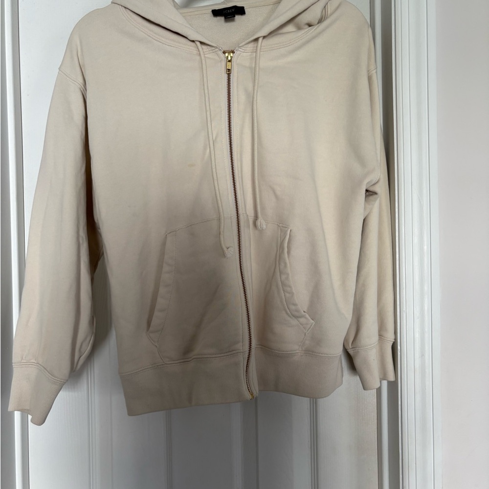 J. Crew Cream Zip-Up Hoodie